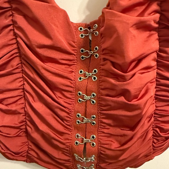 Tiger Mist Red Ruched Top - Picture 2 of 4